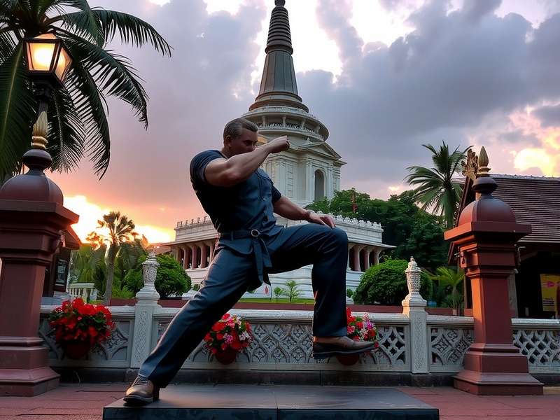Street Fighter V stage featuring the ancient Ayutthaya Statue in Thailand