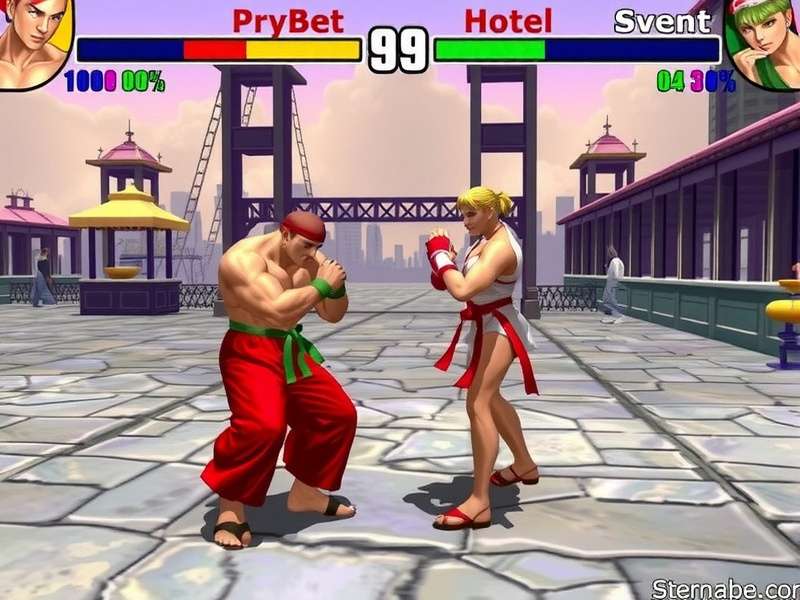 A Nintendo GameCube console with a Street Fighter game disc and controller