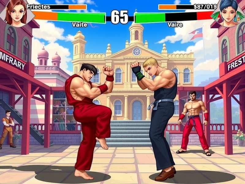 Street Fighter 6 vibrant online battle hub with avatars