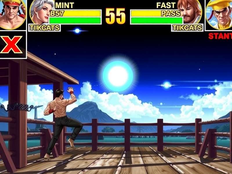 Chun-Li in her classic blue qipao dress in a fighting stance