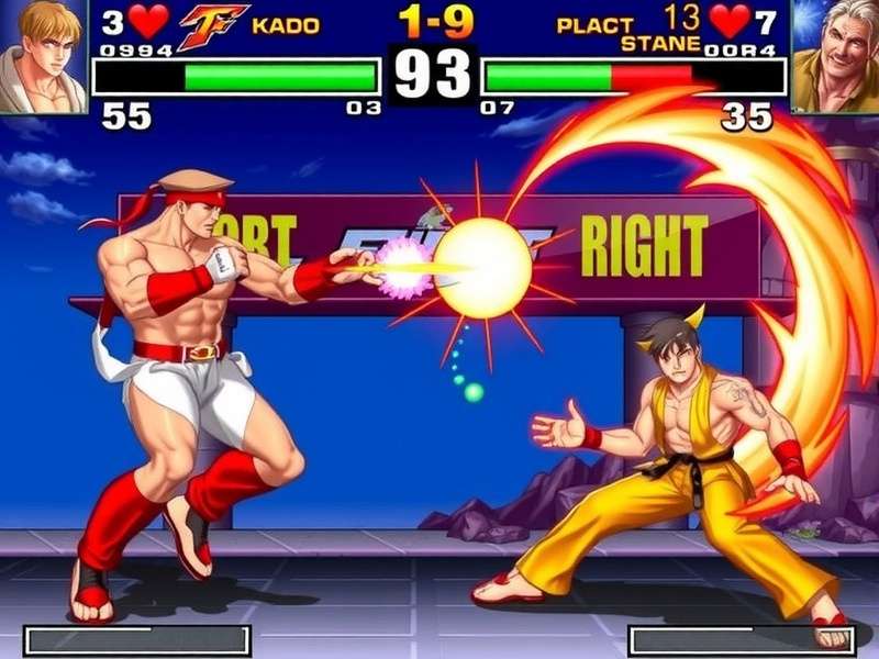 Street Fighter II Arcade Cabinet with players competing