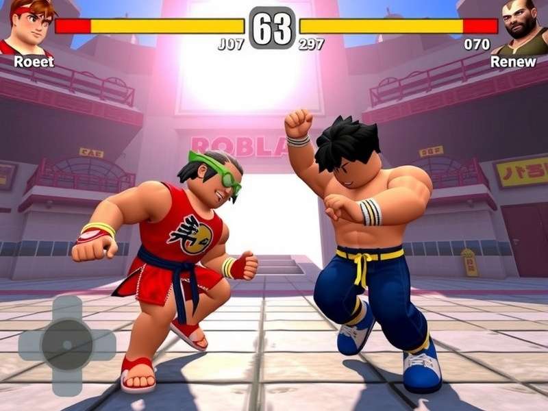 Roblox Street Fighter gameplay showing character selection screen