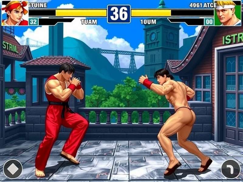 Classic Street Fighter II arcade cabinet in a gaming museum