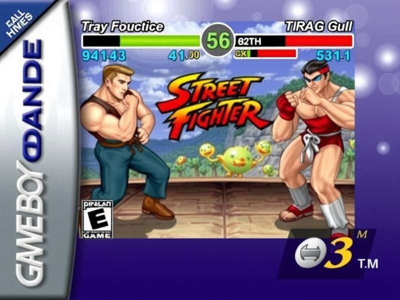 Game Boy Advance running Street Fighter with Ryu on screen