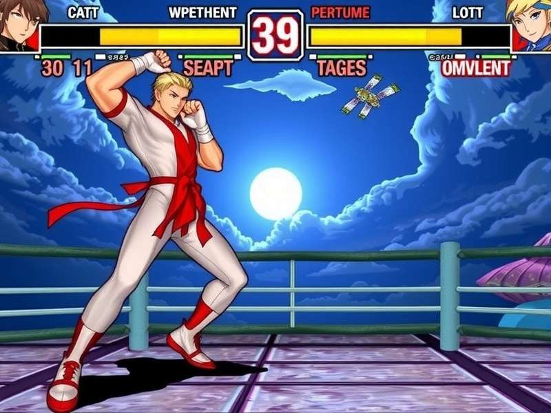 A vibrant esports arena during a Street Fighter tournament final