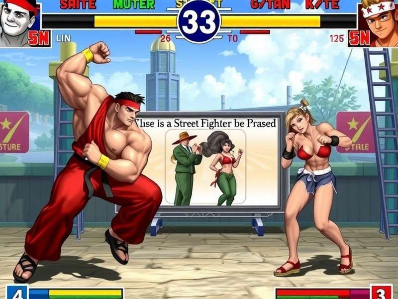 Original Street Fighter 1987 arcade cabinet with Ryu and Ken artwork