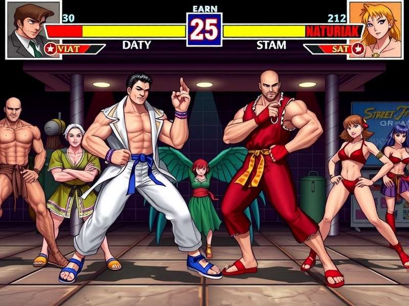 Street Fighter character roster collage