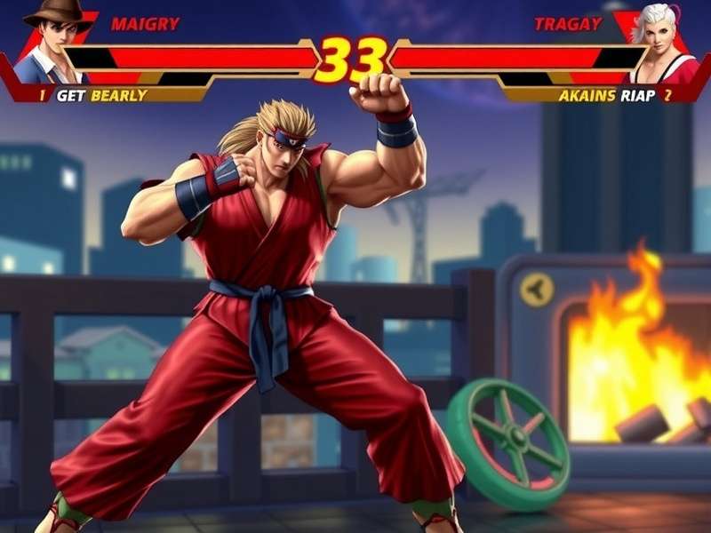 Akuma character artwork from Street Fighter, showcasing his iconic fierce stance and dark aura.