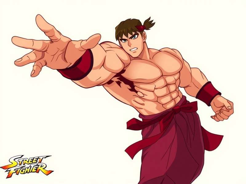Street Fighter Ken Masters in action with fiery hadoken