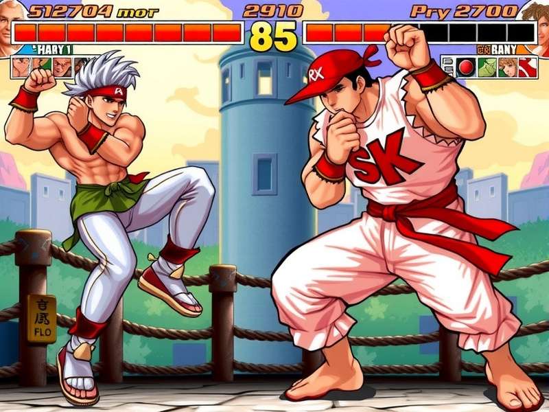 Ryu Street Fighter in action, preparing his iconic Hadouken move