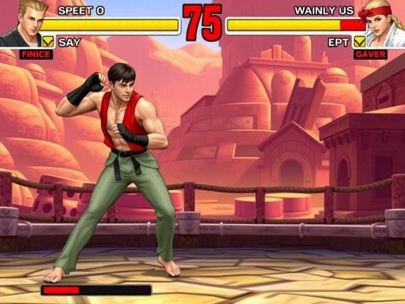 Two players facing off in Street Fighter game online free 2 player mode — arcade action at its finest