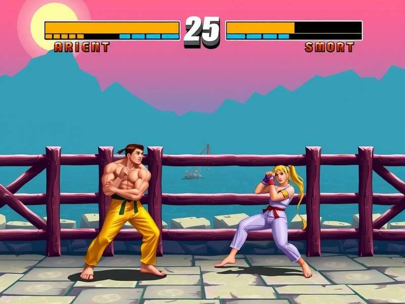 Original Street Fighter arcade cabinet from 1987 with the iconic control panel and marquee artwork