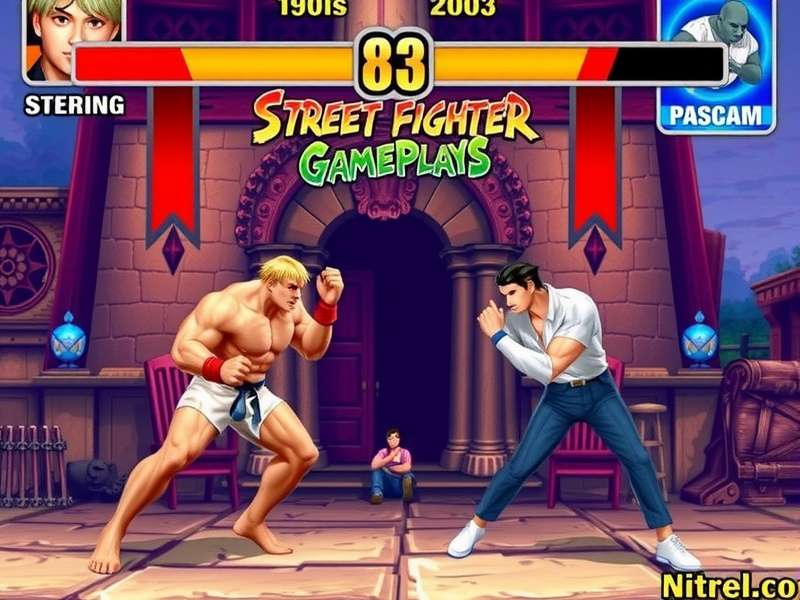 Classic Street Fighter arcade cabinet showcasing Ryu vs Ken gameplay