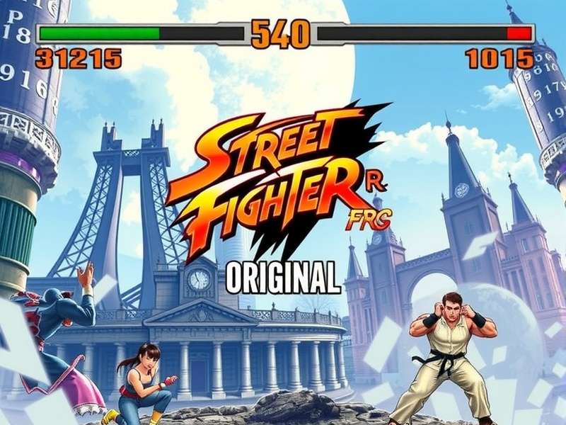 Original Street Fighter arcade cabinet from 1987, featuring Ryu and Ken in the iconic first fighting game by Capcom