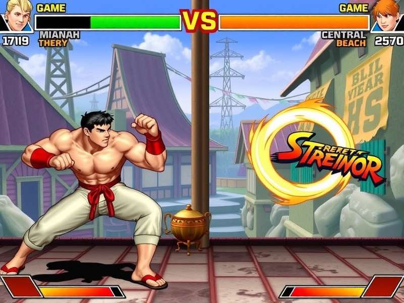 Street Fighter game evolution collage showing characters from every era — Ryu, Chun-Li, Ken, and modern SF6 roster