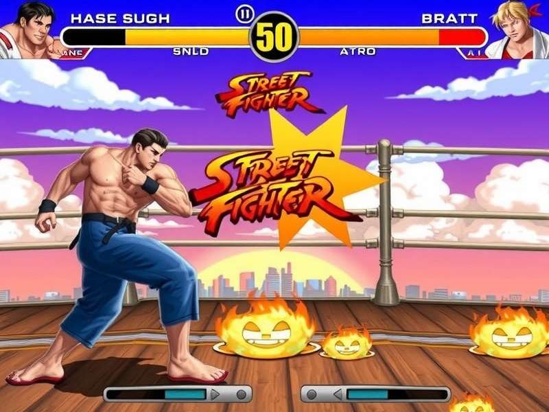 Street Fighter game collection featuring Ryu vs Ken in a dramatic battle scene